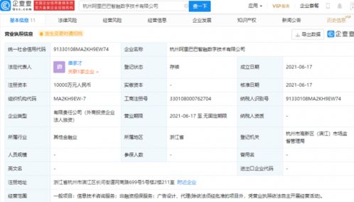 阿里巴巴成立智融數(shù)字技術(shù)公司，注冊(cè)資本1億元加碼信息技術(shù)咨詢服務(wù)